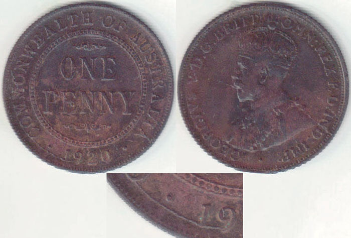 1920 Australia Penny (die crack) A001058